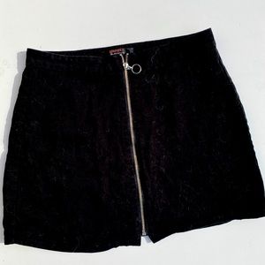 Black Zip Up Skater Skirt